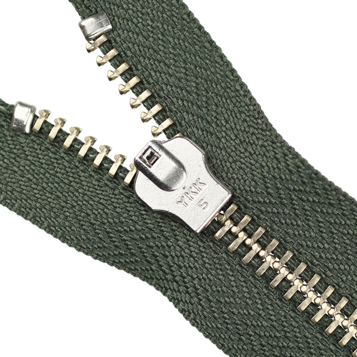 YKK JEAN ZIP NO.5 NICKEL COL 567 JUNGLE GREEN