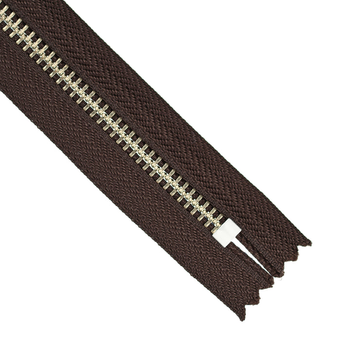 YKK JEAN ZIP NO.5 NICKEL COL 570 BROWN