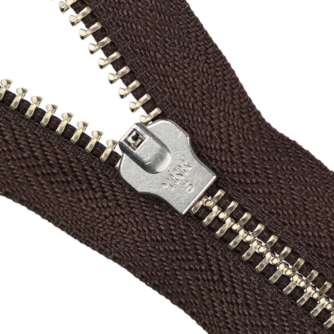 YKK JEAN ZIP NO.5 NICKEL COL 570 BROWN