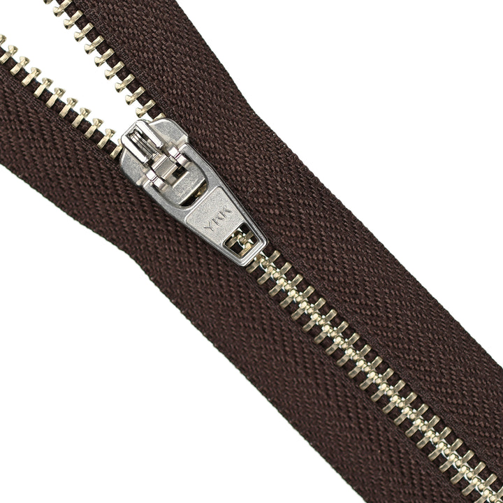 YKK JEAN ZIP NO.5 NICKEL COL 570 BROWN