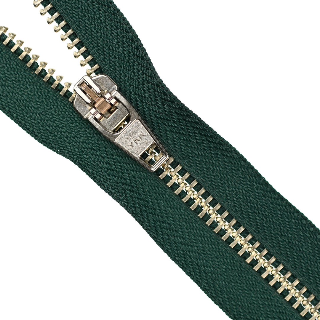 YKK JEAN ZIP NO.5 NICKEL COL 890 PINE GREEN