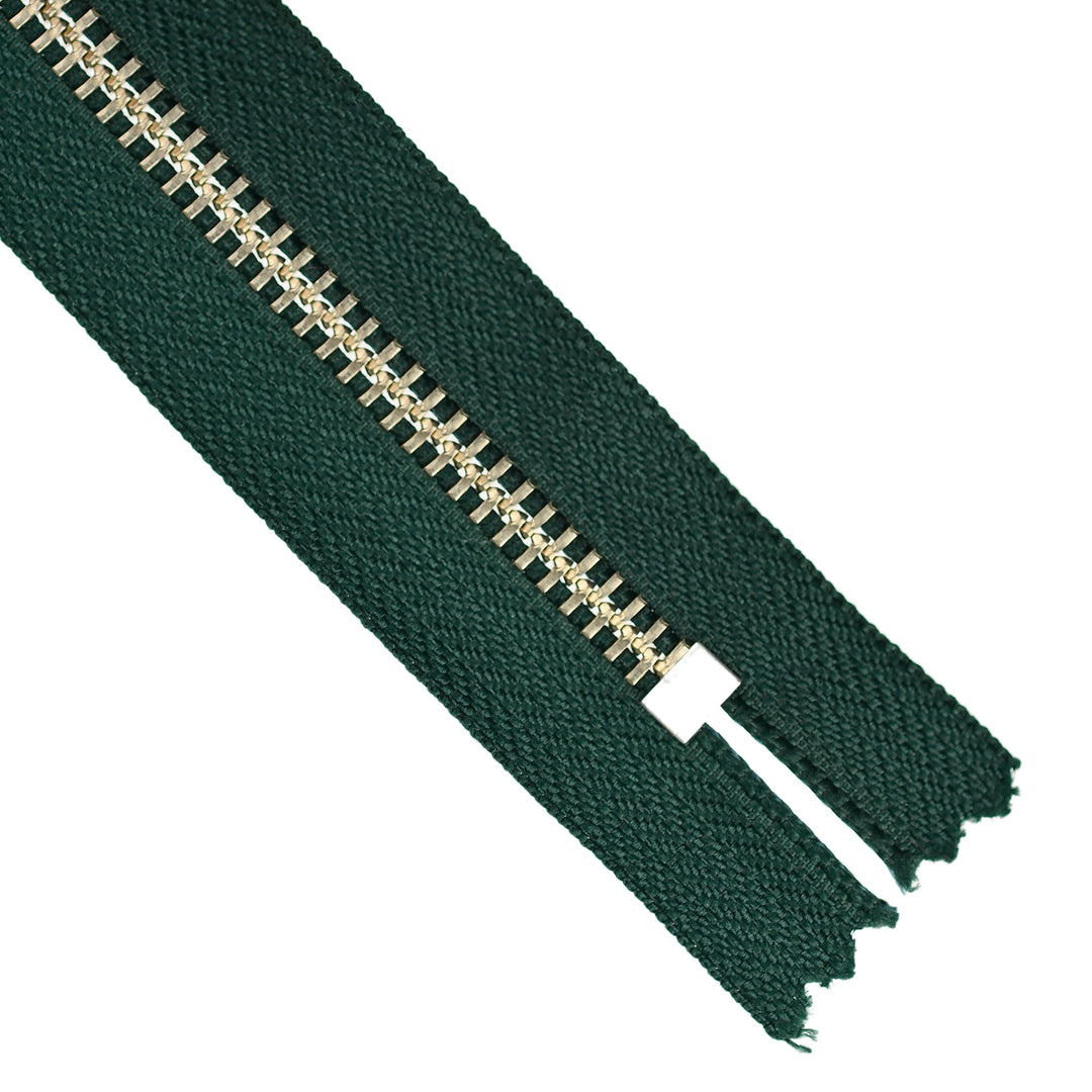 YKK JEAN ZIP NO.5 NICKEL COL 890 PINE GREEN