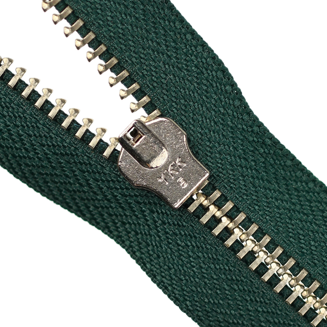 YKK JEAN ZIP NO.5 NICKEL COL 890 PINE GREEN