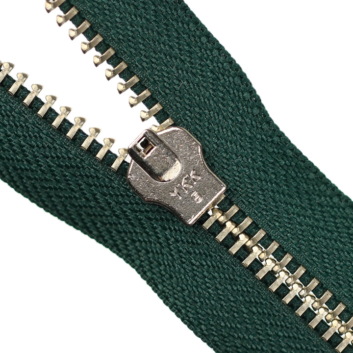 YKK JEAN ZIP NO.5 NICKEL COL 890 PINE GREEN