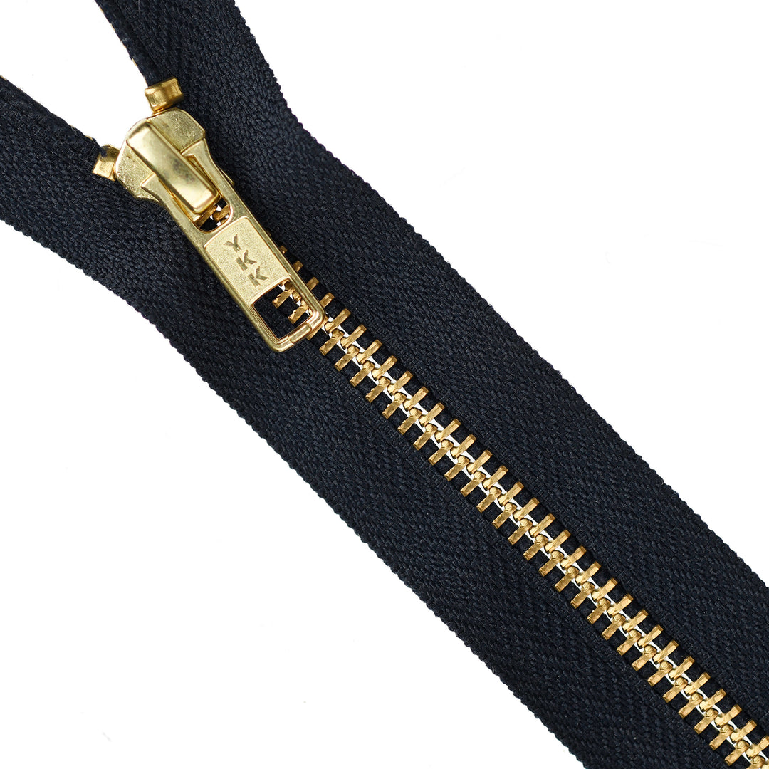YKK Metal Zipper on White Background