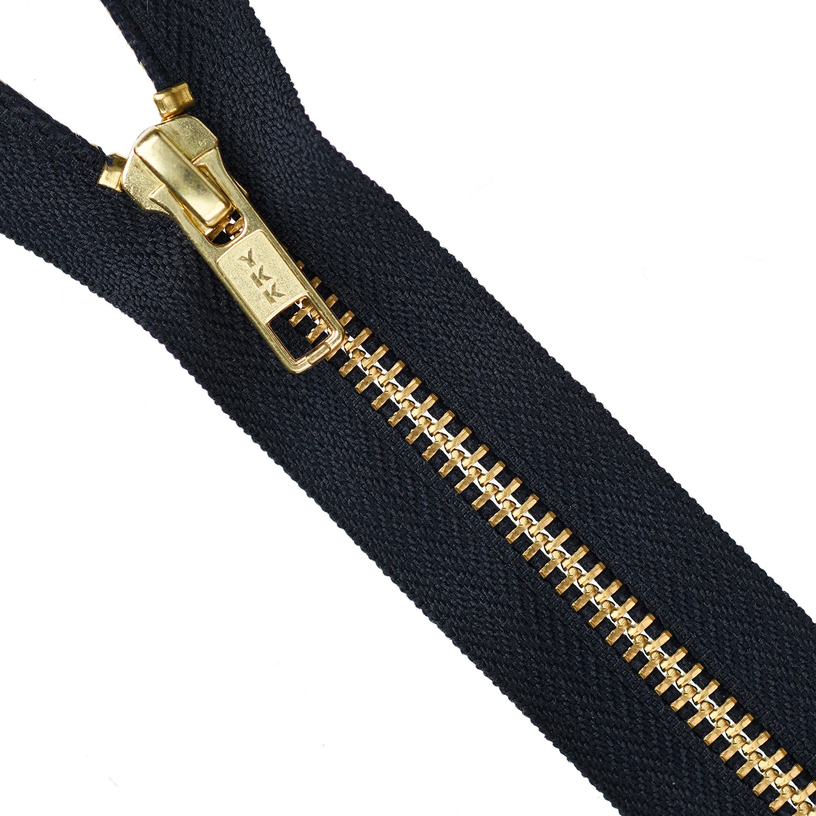 YKK Metal Zipper on White Background