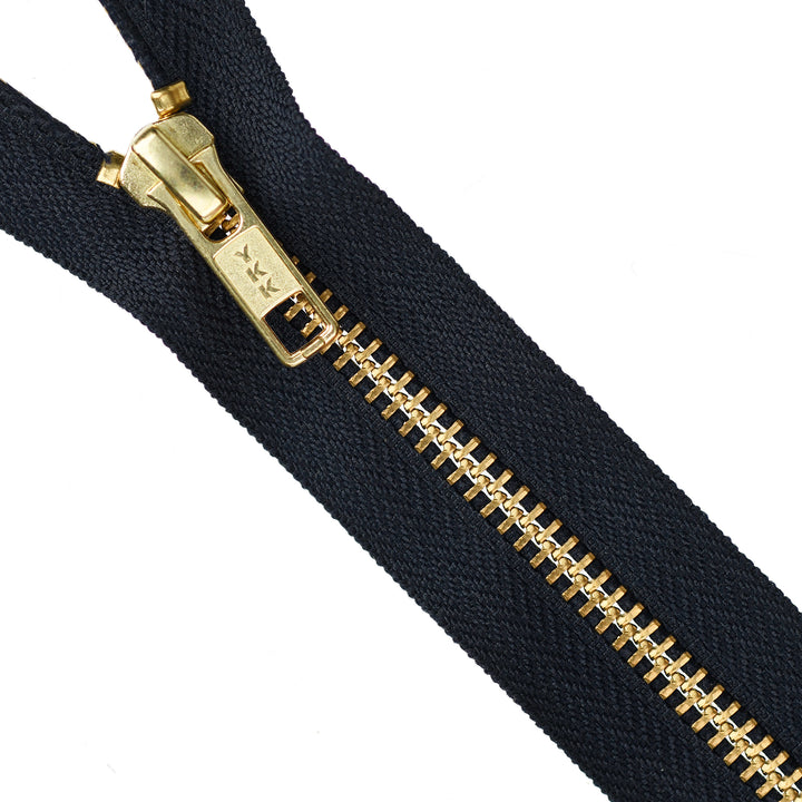 YKK Metal Zipper on White Background