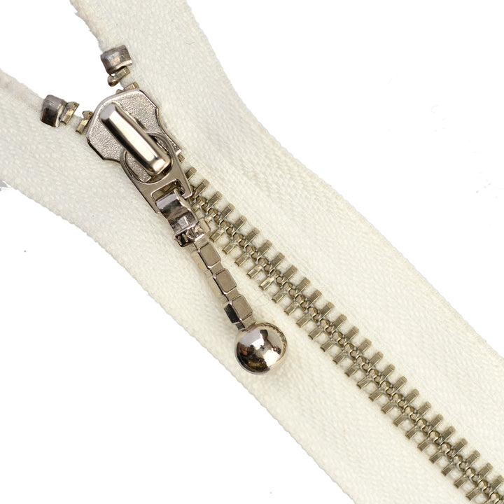 YKK METAL CLOSED-END ZIP NO.5 NICKEL PENDULUM-PULL COL 841 IVORY