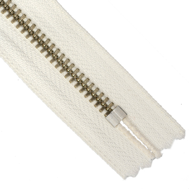 YKK METAL CLOSED-END ZIP NO.5 NICKEL PENDULUM-PULL COL 841 IVORY