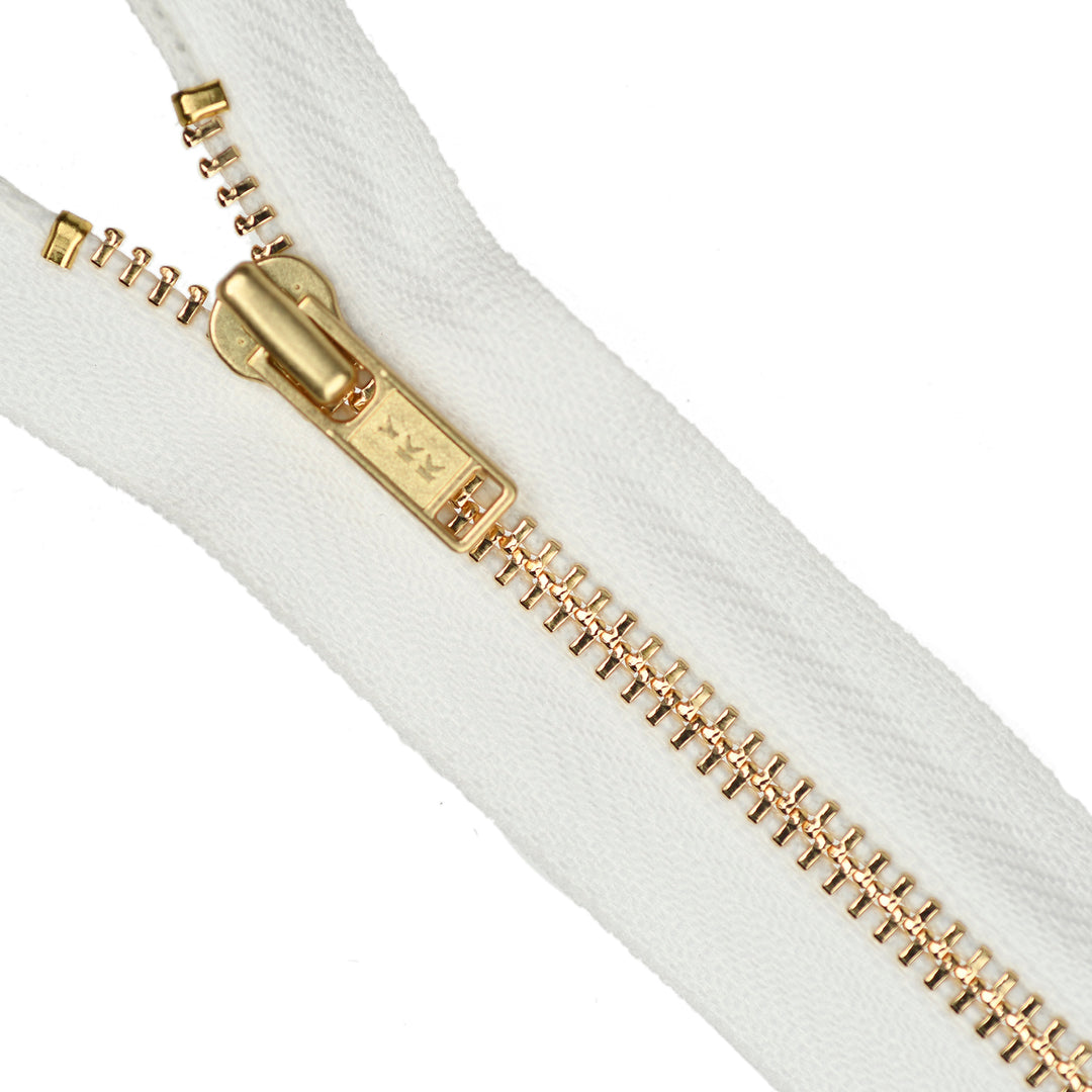YKK EVERBRIGHT METAL CLOSED-END ZIP NO.3 GOLD COL 030 OFF-WHITE/ LIGHT IVORY