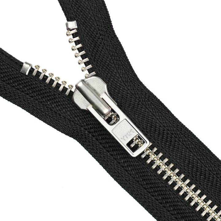 YKK METAL CLOSED-END TWO-WAY ZIP NO.8 NICKEL COL 580 BLACK