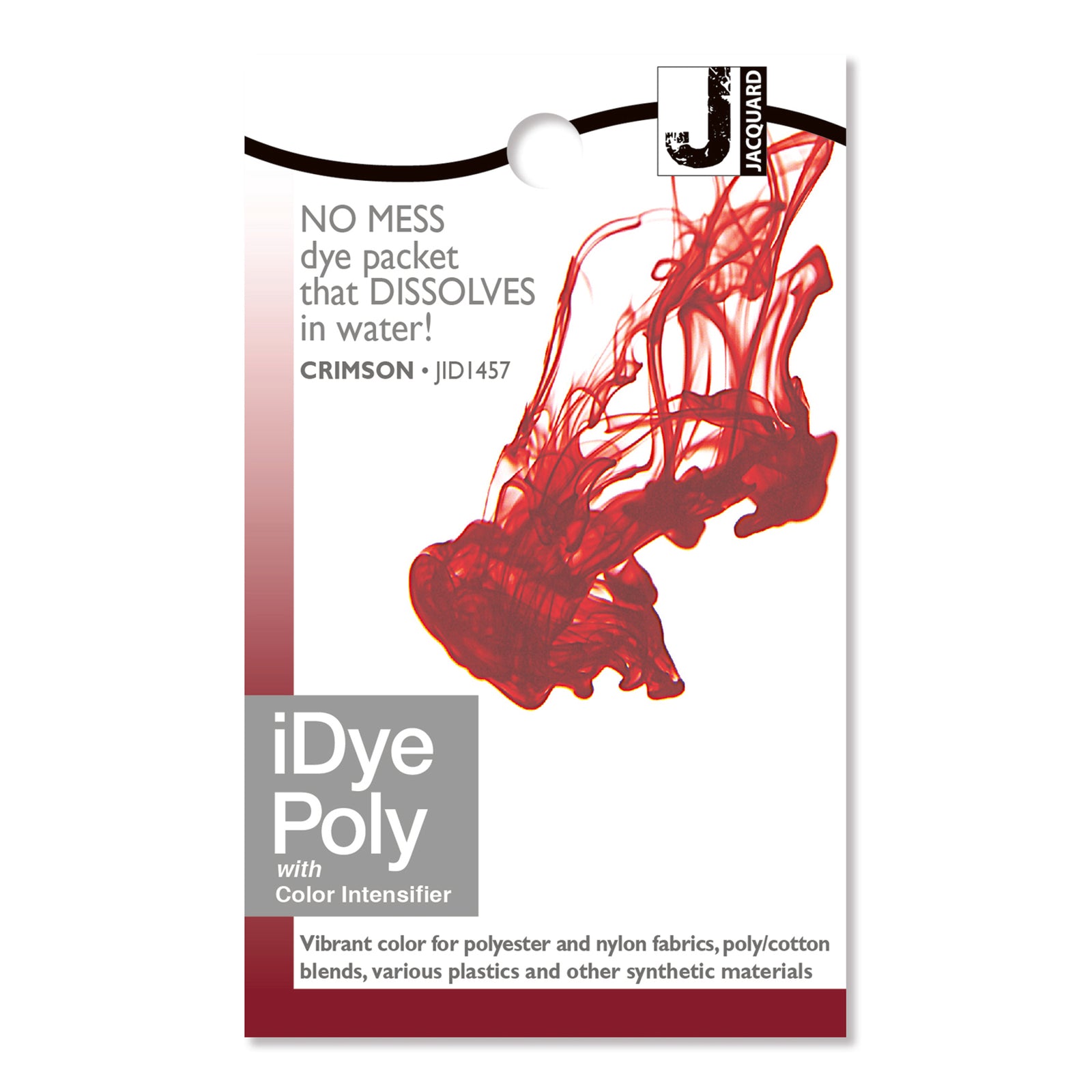 iDye Poly red dye packet for fabric on a white background