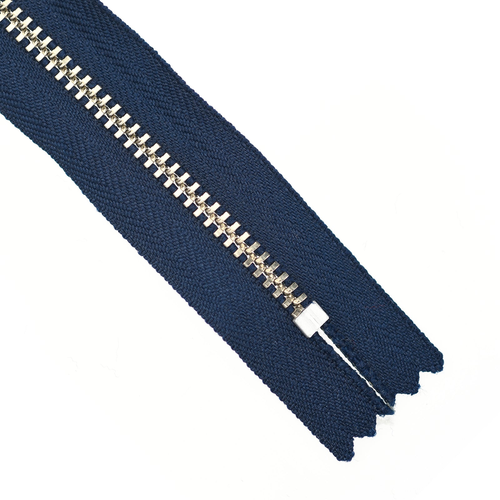 YKK metal zipper on white background