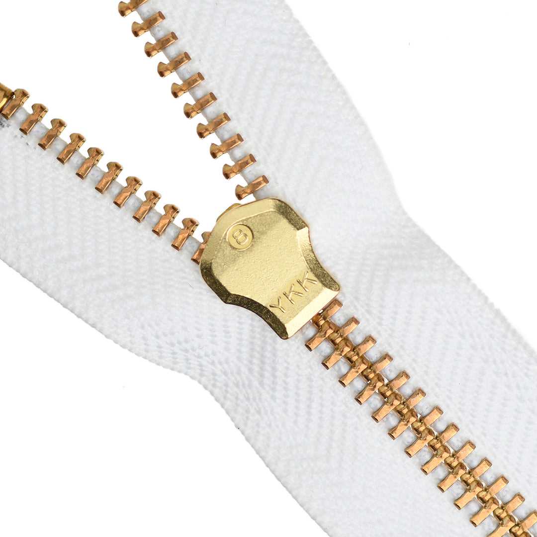 YKK METAL OPEN-END ZIP NO.8 GOLD COL 501 WHITE