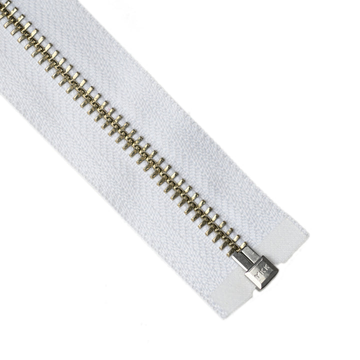 YKK METAL OPEN-END ZIP NO.5 NICKEL BOARD-PULL COL 501 WHITE