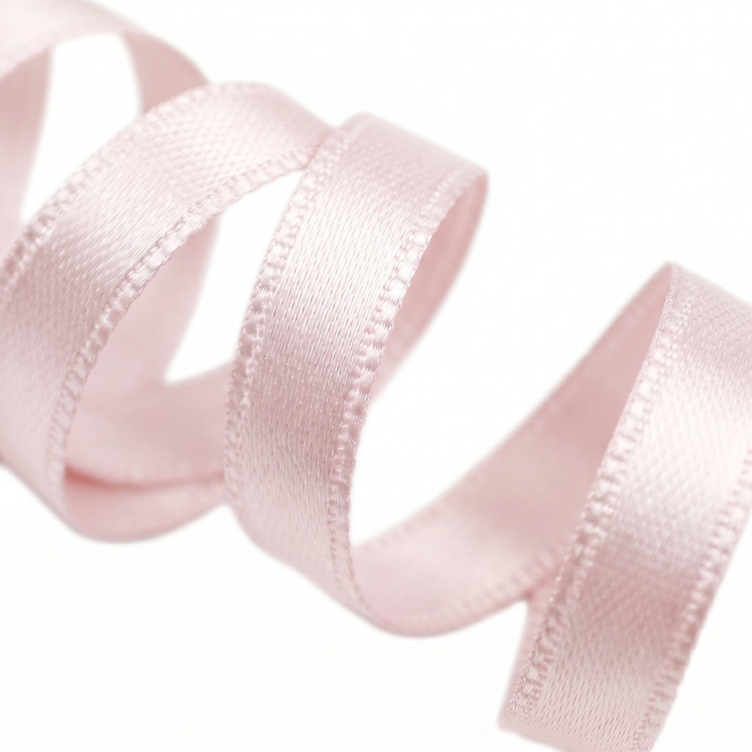 FRENCH DOUBLE-SIDED SATIN RIBBON - PALEST PINK