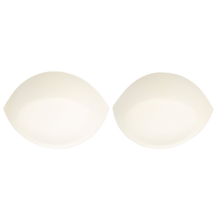 pair of push-up light ivory bra cups on white background showing booster pads
