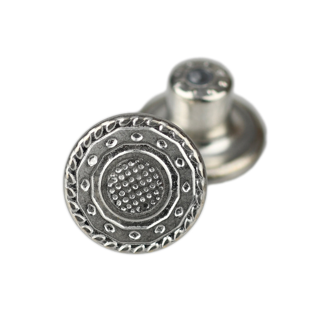 14MM JEAN BUTTON WITH DECORATIVE PATTERN NICKEL