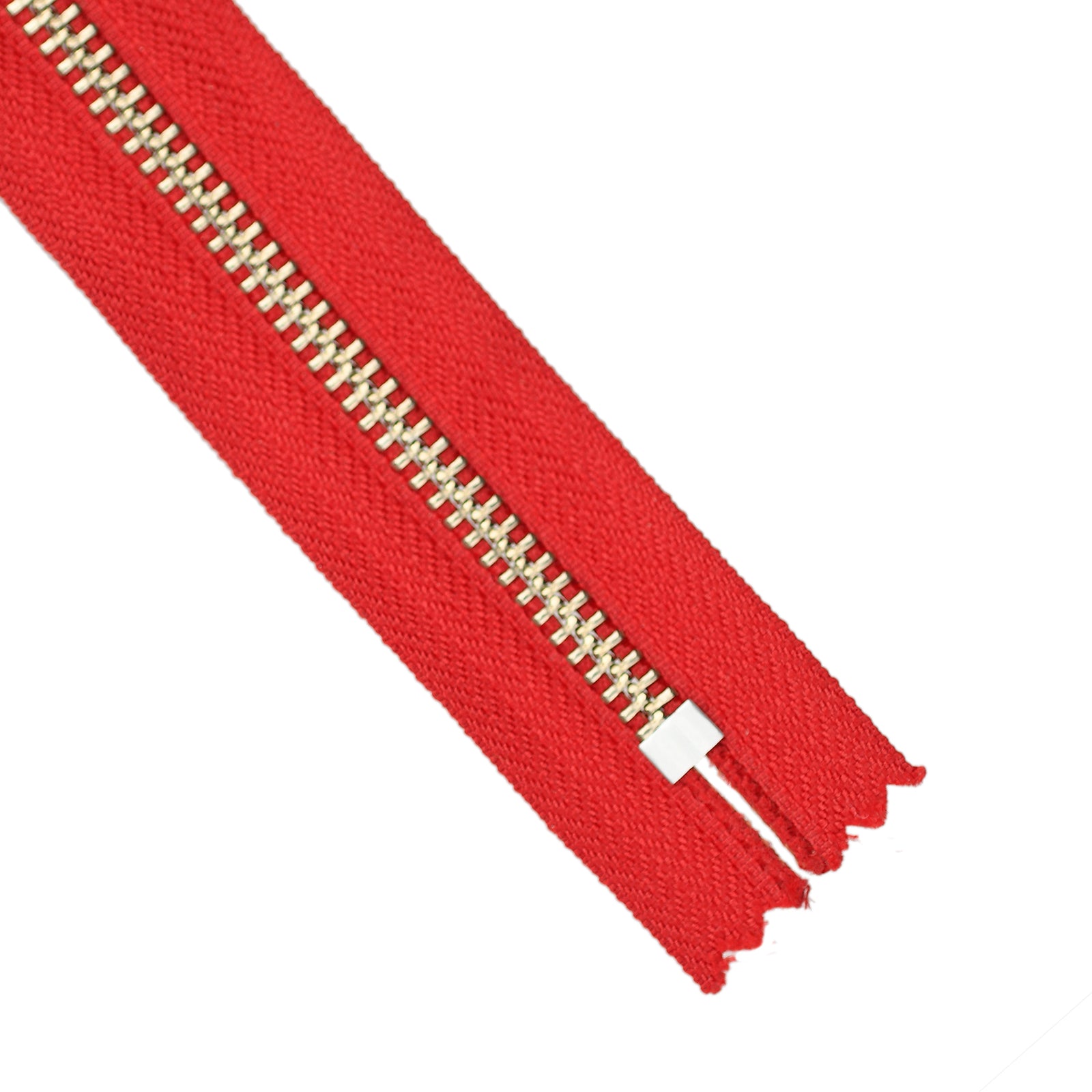 YKK Metal Zipper on White Background
