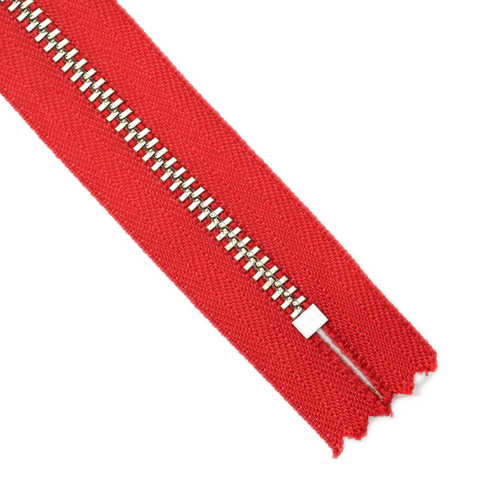 YKK metal zipper on white background