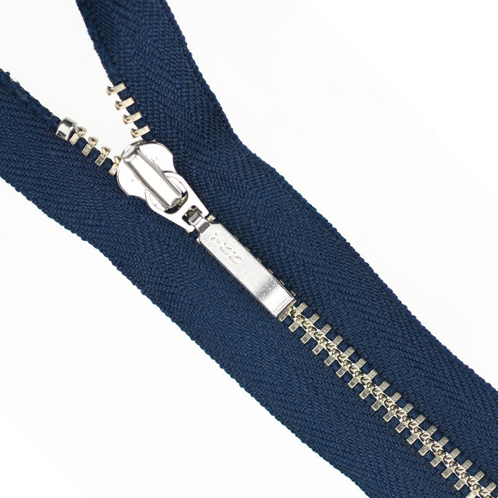 YKK metal zipper on white background