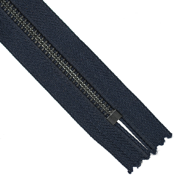 YKK METAL CLOSED-END ZIP NO.5 BLACK OXY DONUT-DROP COL 560 NAVY