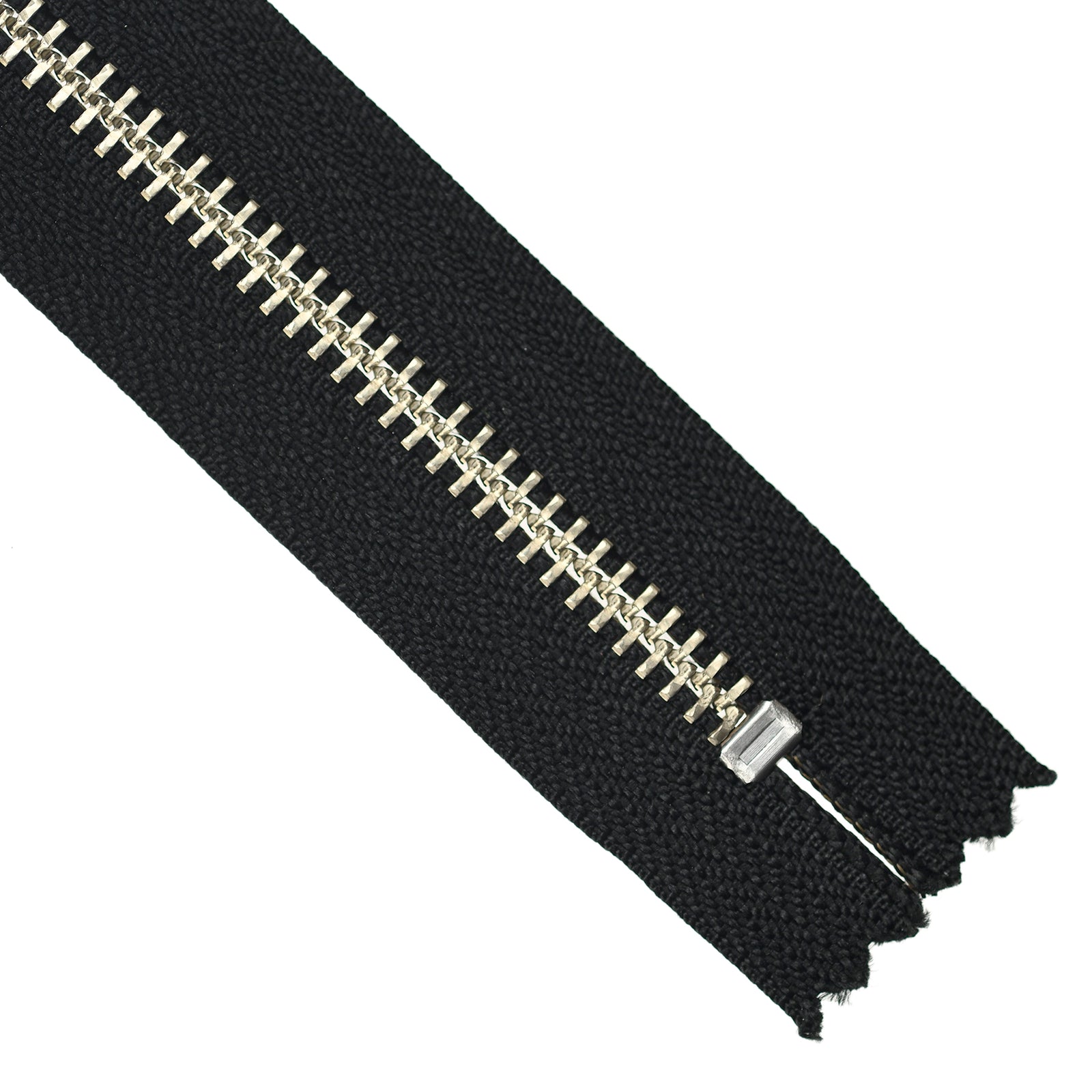 YKK Metal Zipper on White Background