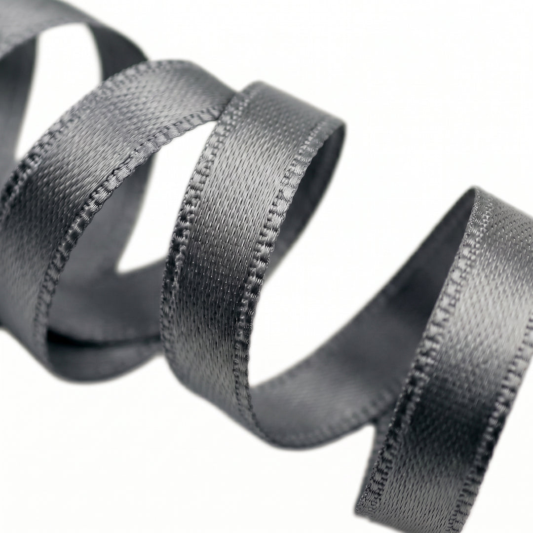 FRENCH DOUBLE-SIDED SATIN RIBBON - STEEL