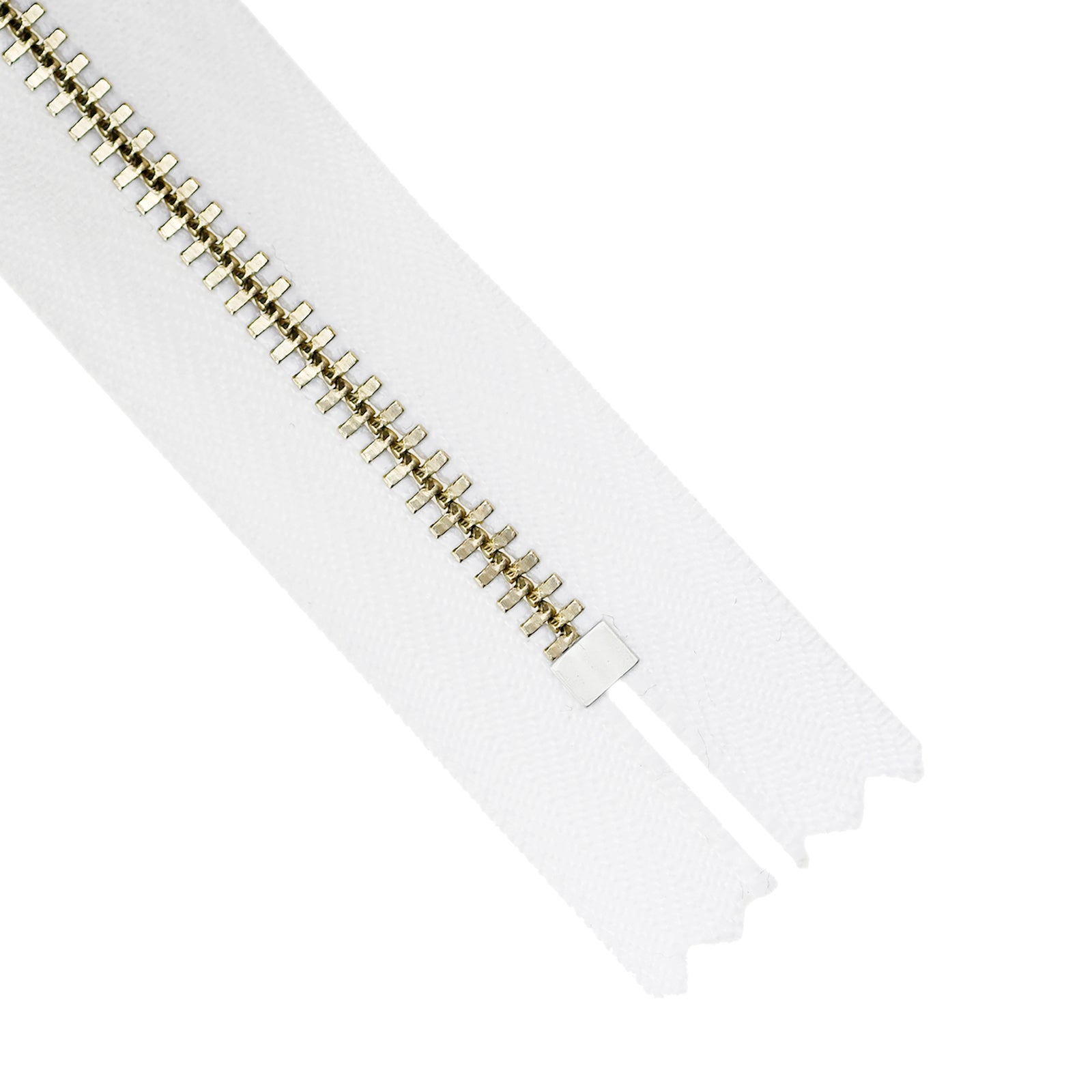 YKK metal zipper on white background