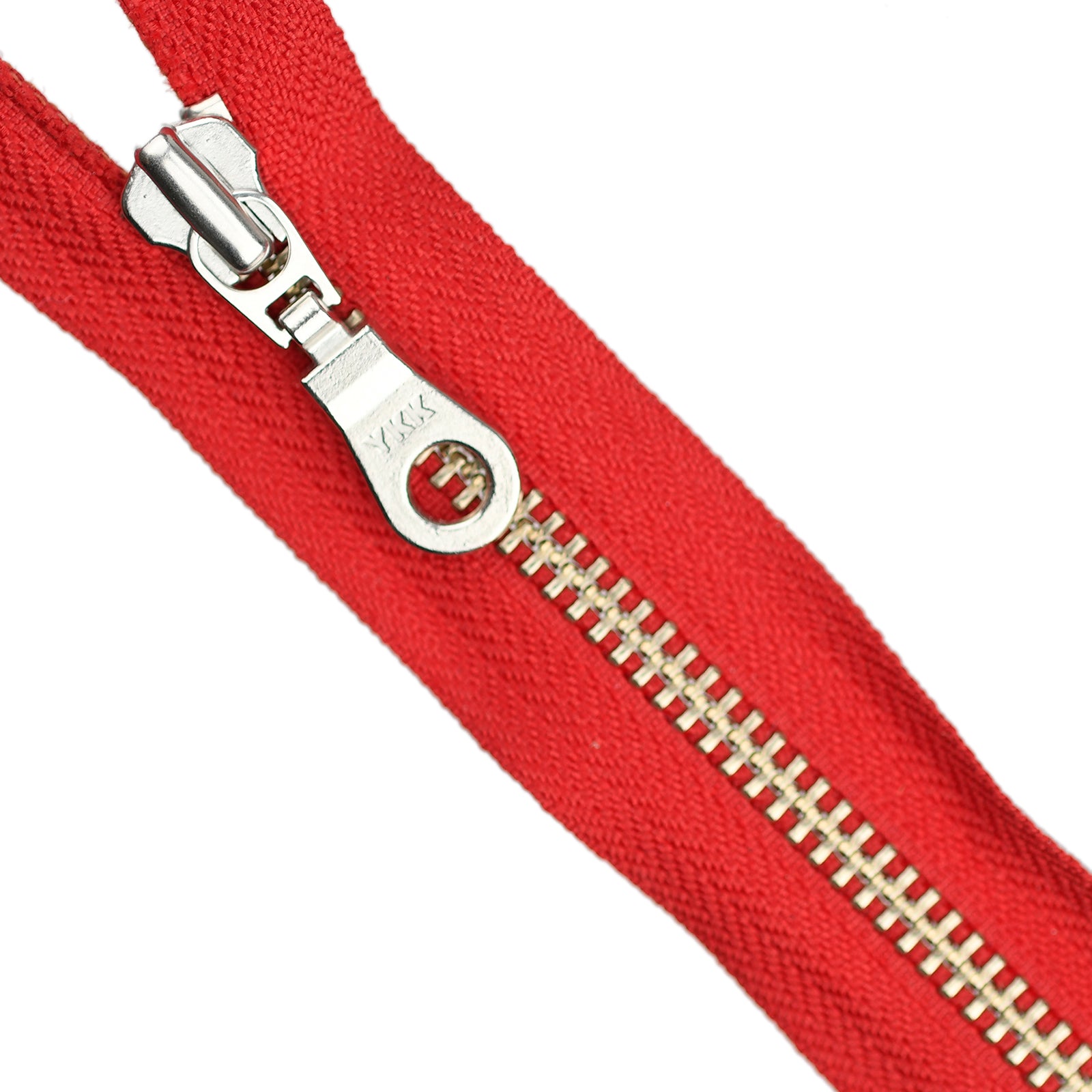 YKK Metal Zipper on White Background