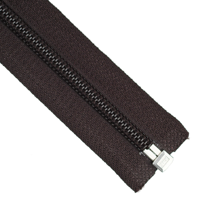 YKK NYLON OPEN-END ZIP NO.5 TEARDROP PULL COL 570 BROWN