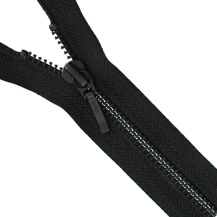 YKK METAL OPEN-END ZIP NO.5 BLACK OXY BOARD-PULL COL 580 BLACK