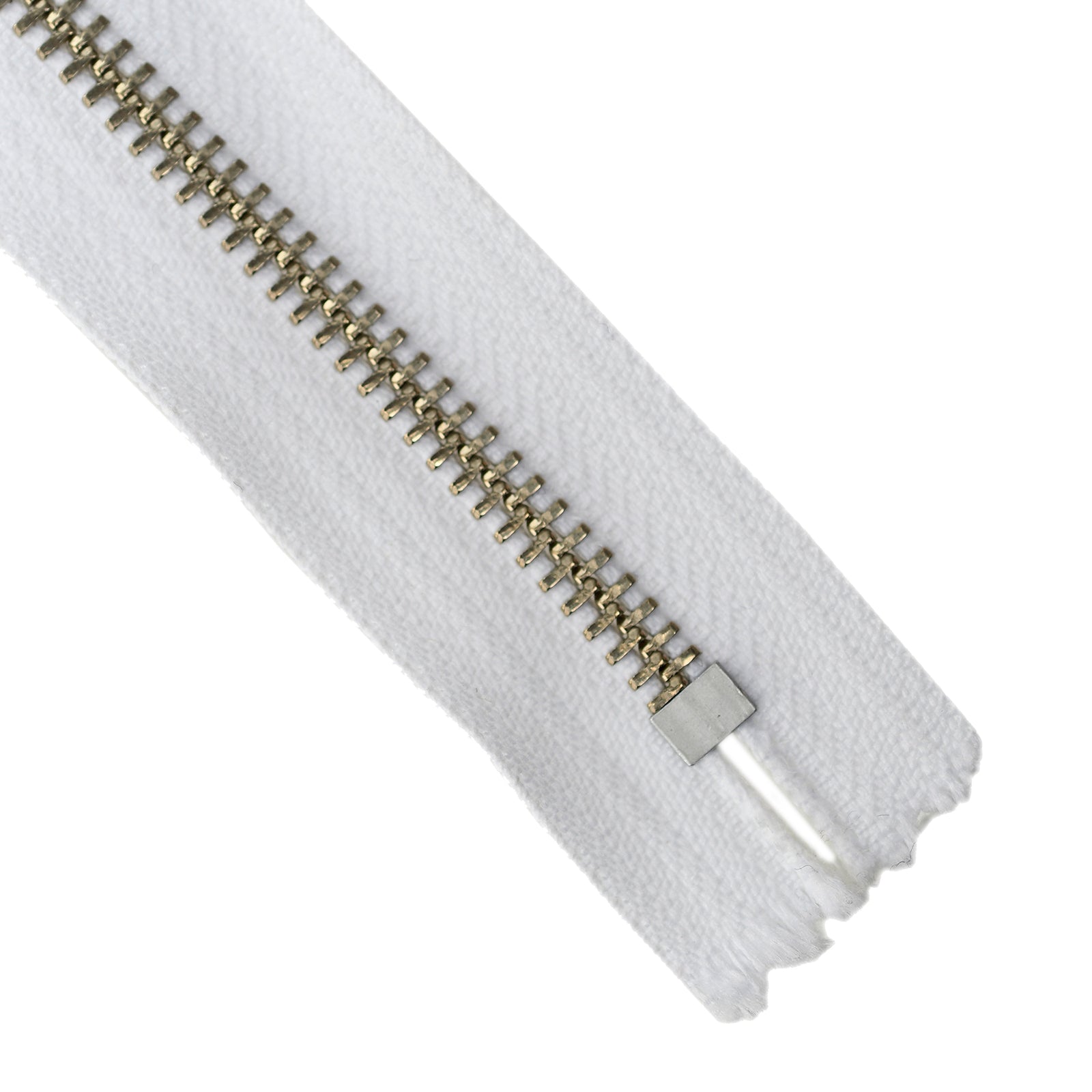 YKK Metal Zipper on White Background