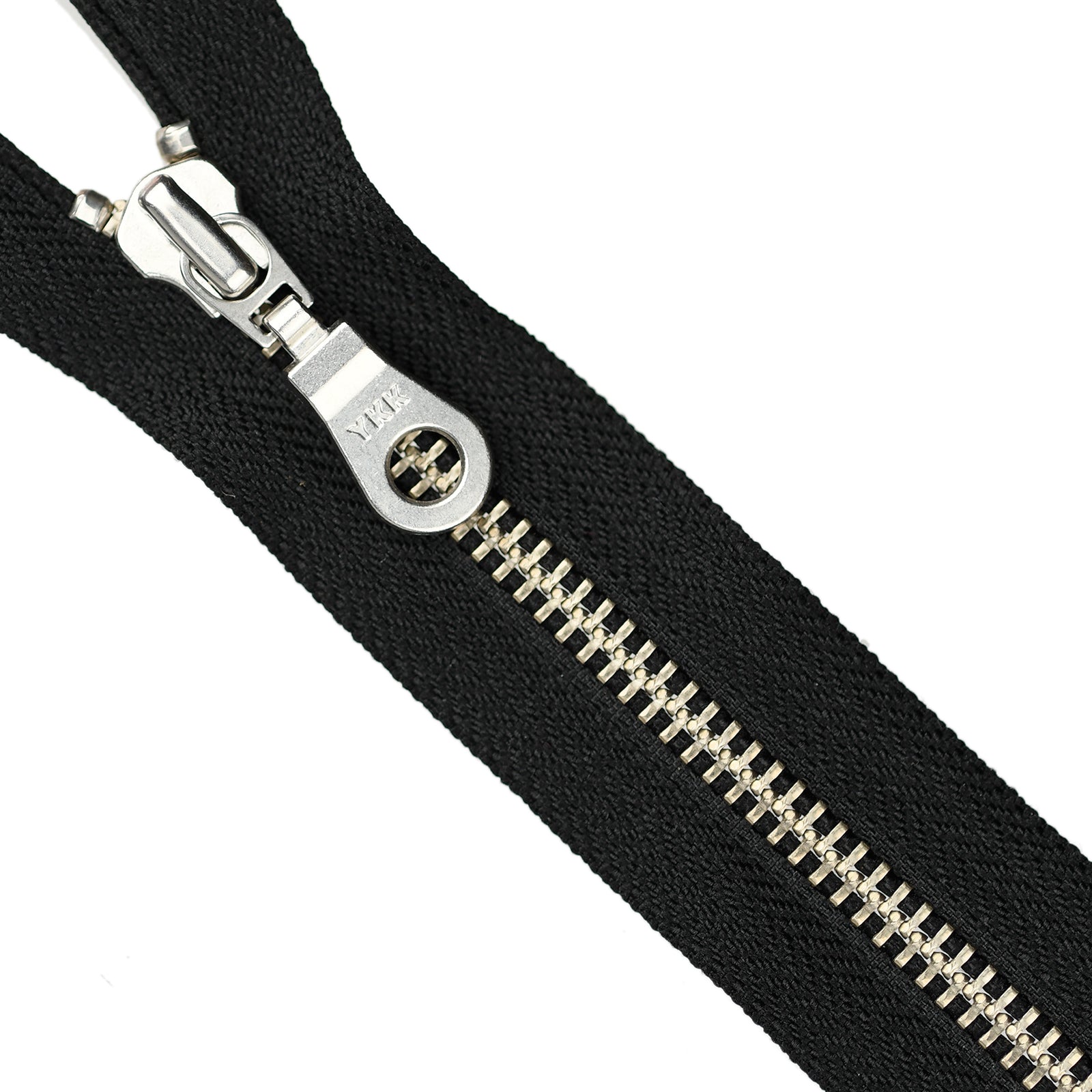 YKK Metal Zipper on White Background