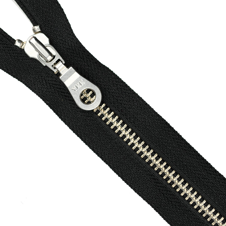 YKK Metal Zipper on White Background