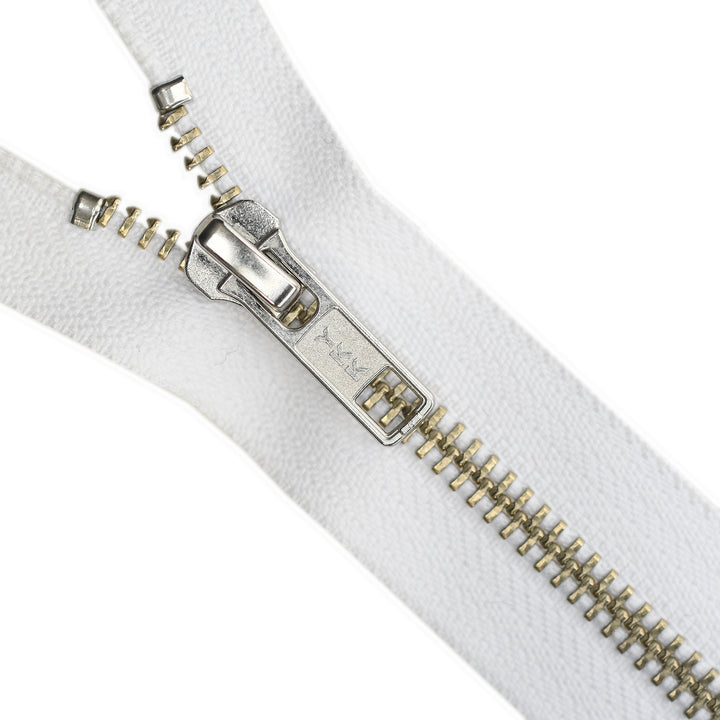 YKK METAL CLOSED-END ZIP NO.5 NICKEL COL 501 WHITE