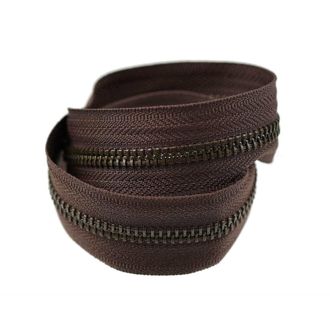 YKK METAL NO.5 ZIPPER CHAIN ANTIQUE GOLD COL 570 BROWN