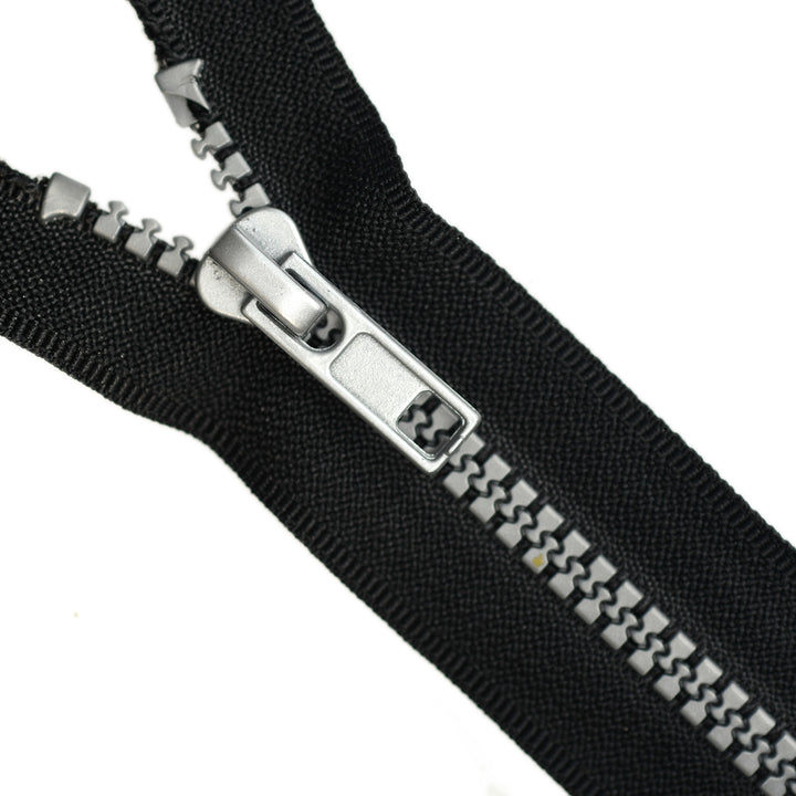 CHUNKY OPEN-END ZIP NO.5 WITH SILVER ELEMENTS COL BLACK