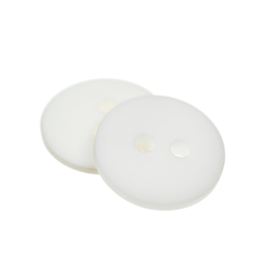 TWO-HOLE DYE-ABLE FLAT DISC BUTTON MATTE WHITE