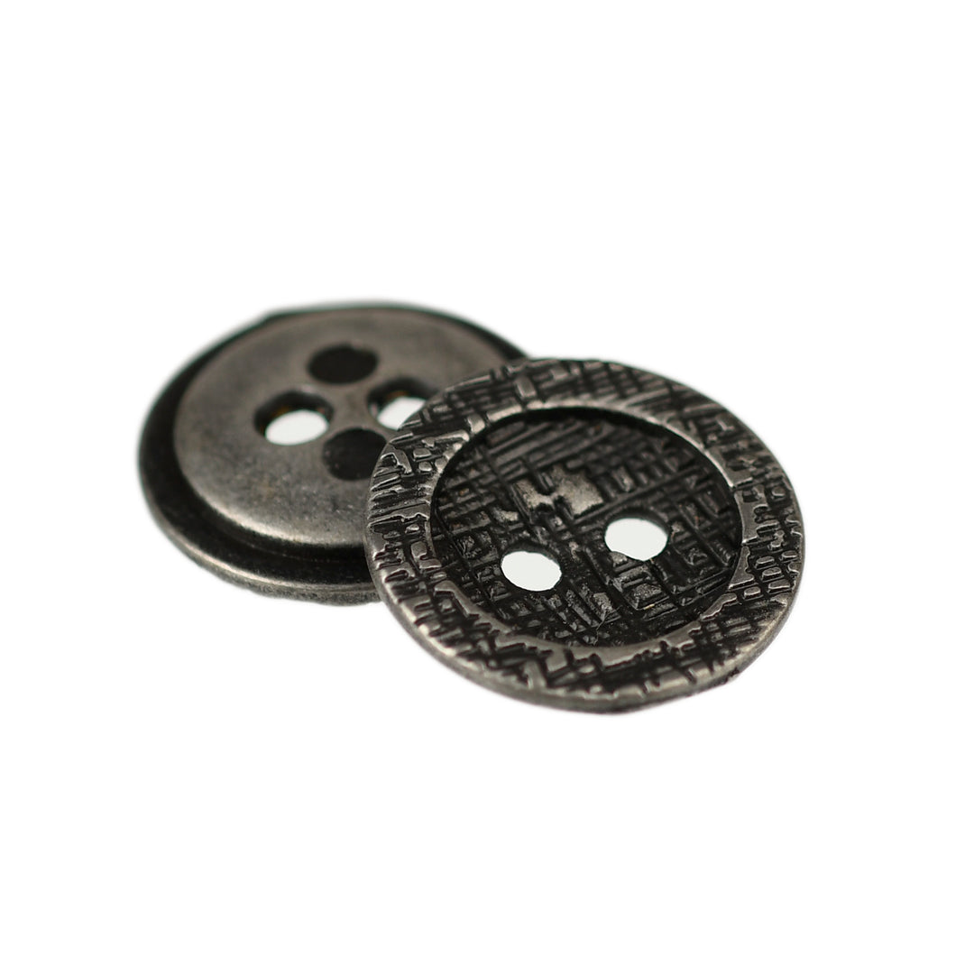 Metal Textured Button Metal Two-Hole Textured Button with Rim Pewter – JackStock Haberdashery