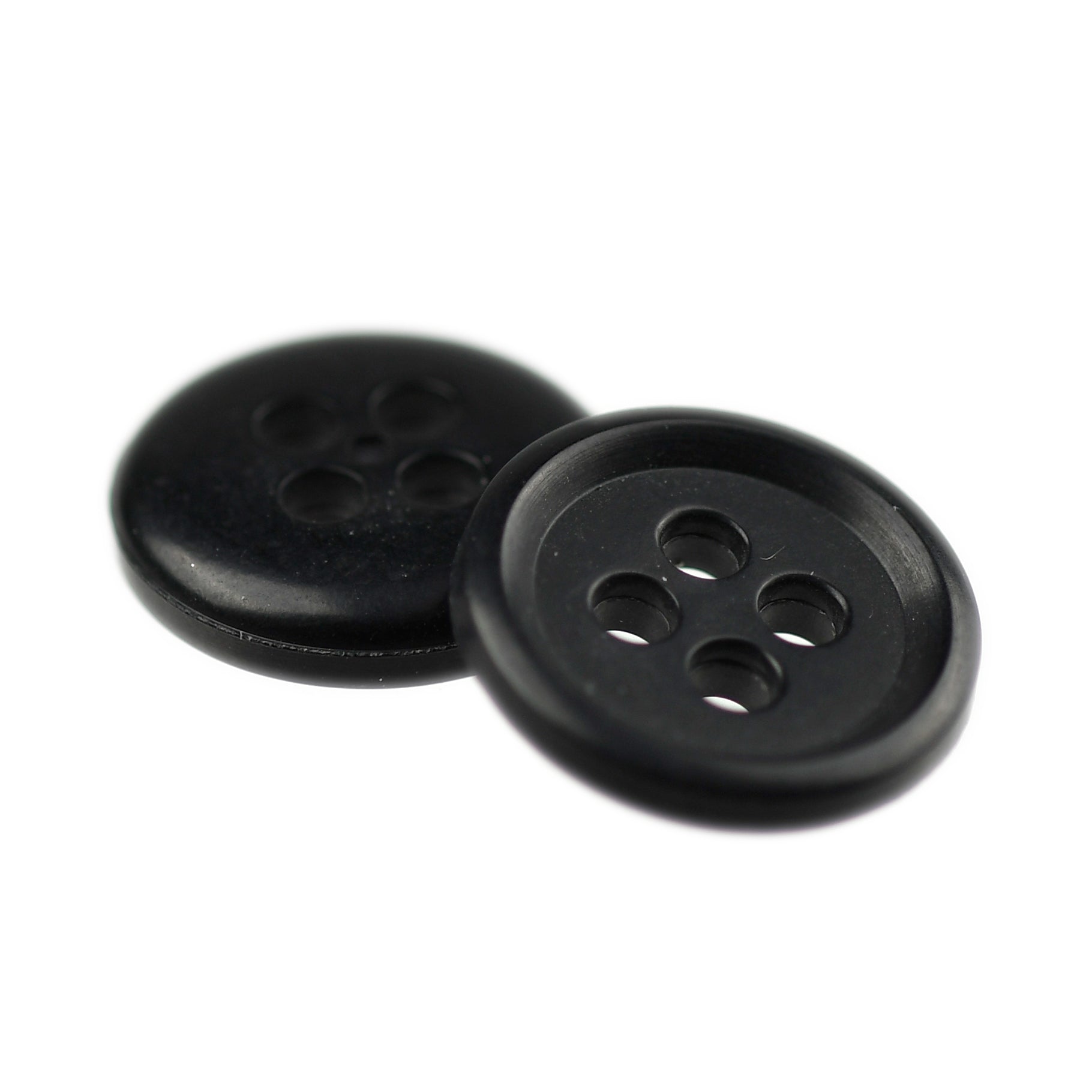 Four-Hole Rim Button Satin Black – JackStock Haberdashery