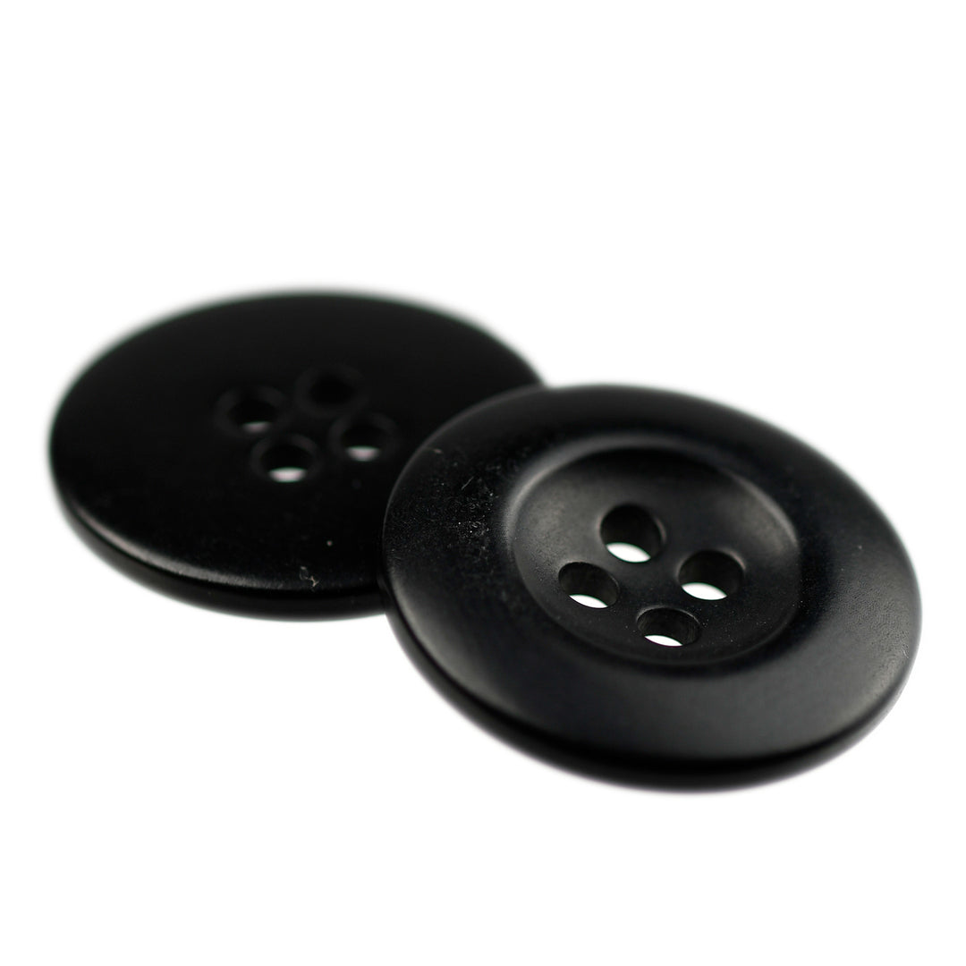Wide Rim Natural Button Four-Hole Wide Rim Rounded Button Black – JackStock Haberdashery