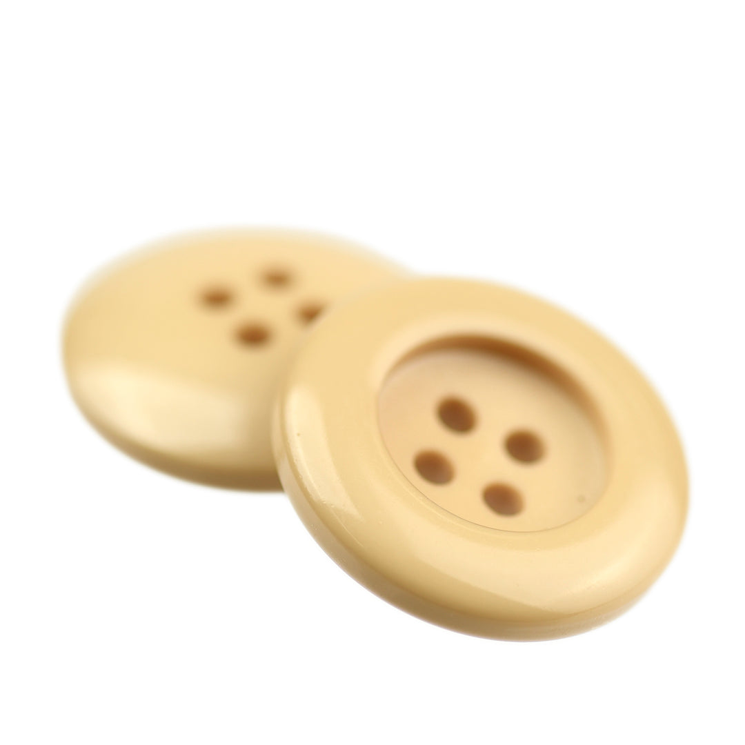 FOUR-HOLE WIDE RIM ROUNDED BUTTON DEEP BEIGE