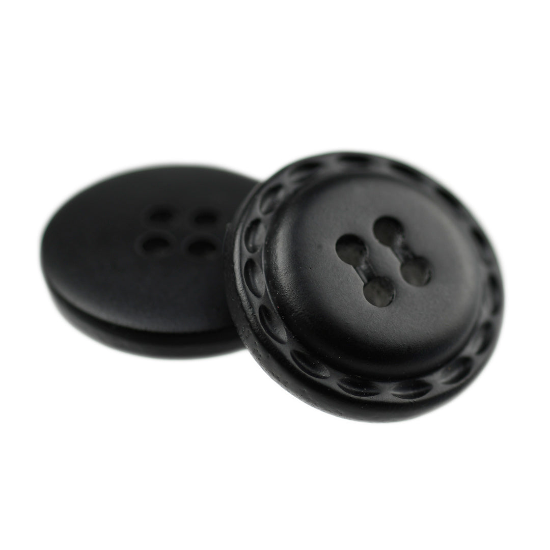 Look Button Four-Hole Leather-Look Button with Stitch Detail Black – JackStock ...
