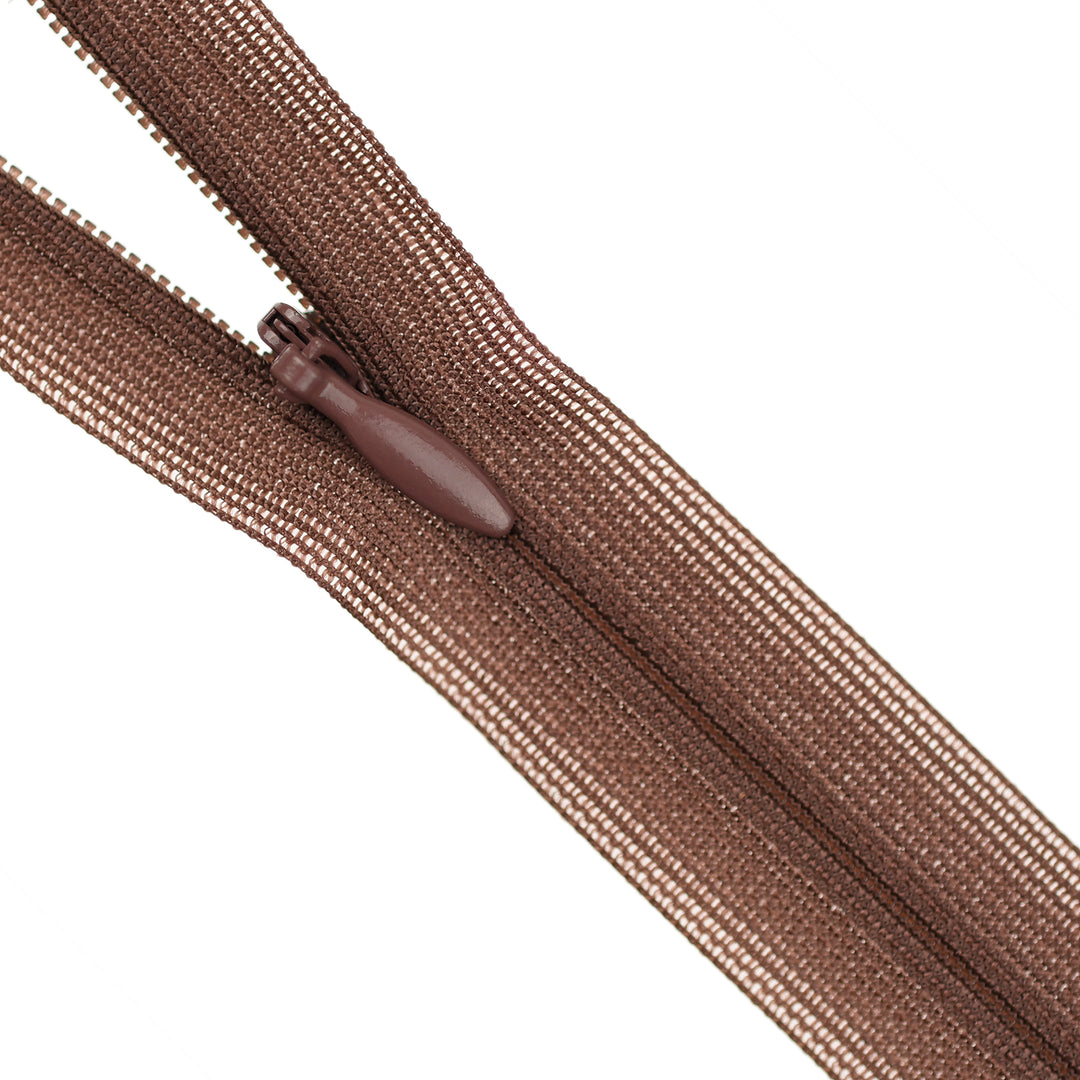 YKK INVISIBLE MESH ZIP COL 215 DARK FIG