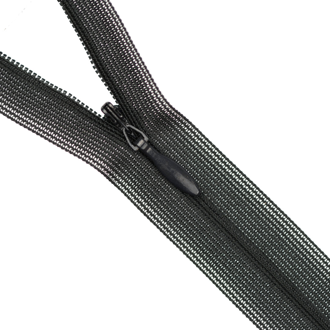 YKK INVISIBLE MESH ZIP COL 075 DARK ASH GREY
