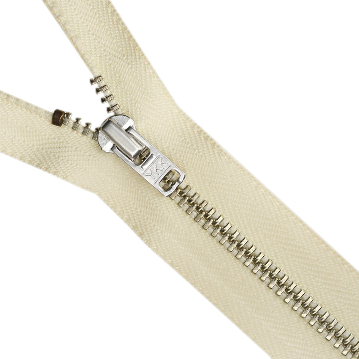 YKK METAL CLOSED-END ZIP NO.4.5 NICKEL COL 801 CREAM