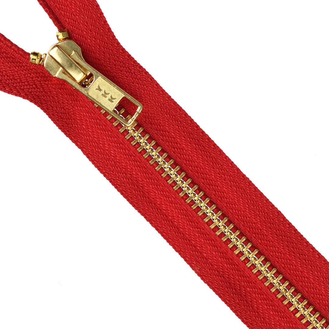 YKK METAL OPEN-END ZIP NO.5 GOLD COL 519 RED