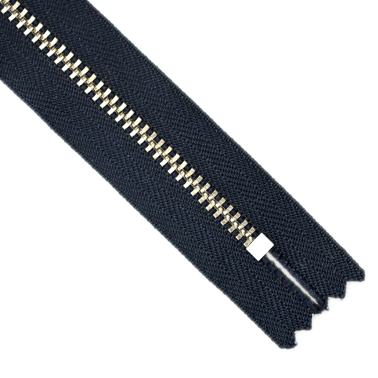 YKK metal zipper on white background