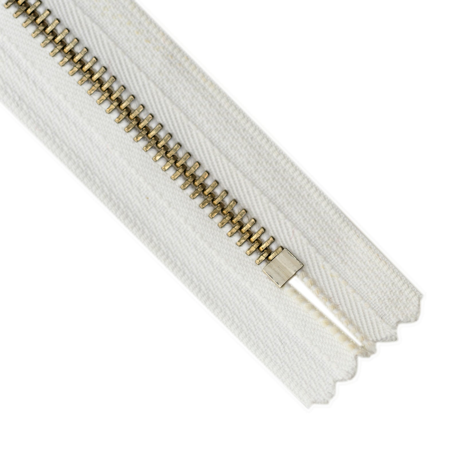 YKK Metal Zipper on White Background